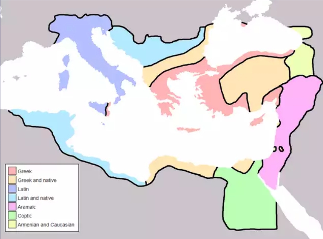 Greek Greek and native Latin Latin and native Aramaic Coptic Armenian and Caucasian